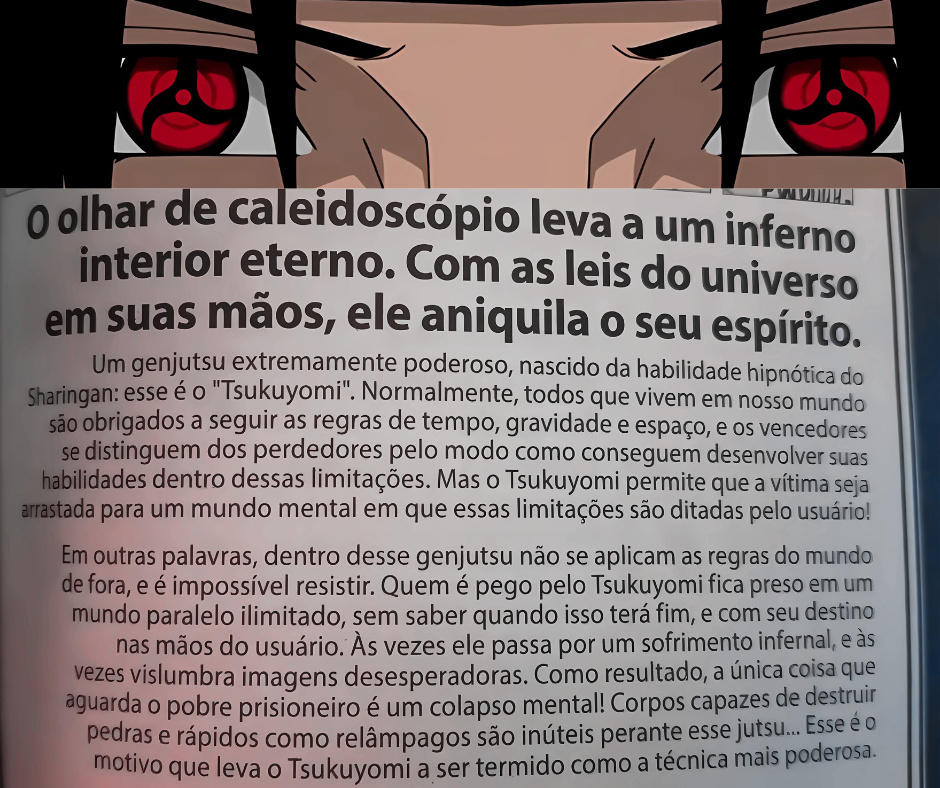 Descrição do Tsukuyomi no Guia Oficial de Personagens: O livro secreto da batalha (Databook 2)