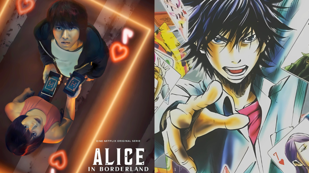 Alice in Borderland (Imawa no Kuni no Arisu) é uma série de televisão japonesa de ficção, drama e suspense, baseada no mangá homônimo escrito e ilustrado por Haro Aso. Confira as semelhanças e diferenças entre os personagens principais na série e no mangá.