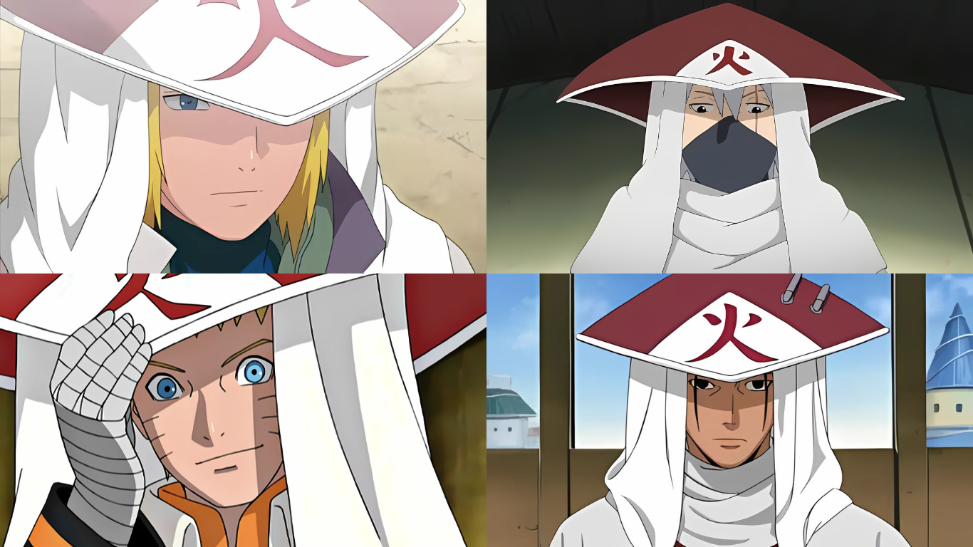 Minato, Kakashi, Naruto e Hashirama